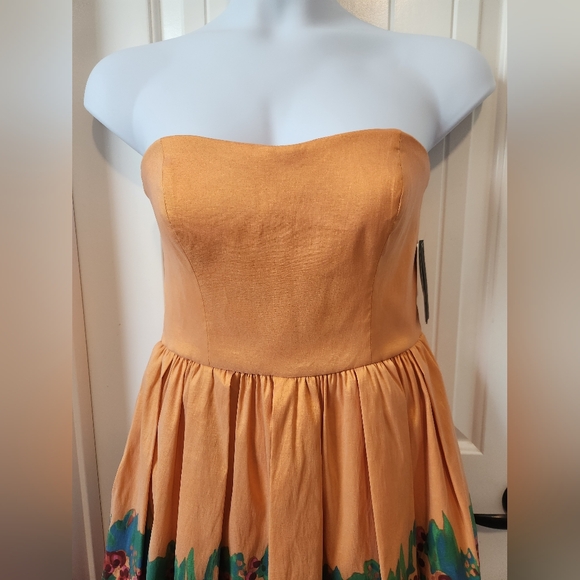 Aqua Brand Floral Strapless Dress Fit&Flare Size 12 Homecoming Summer Fall - Picture 5 of 12